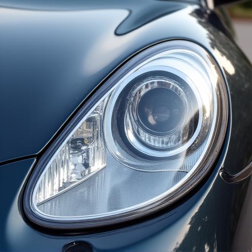 The same headlight restored to crystal clear transparency.