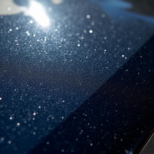 Car paint covered in fine scratches and swirl marks under bright light.